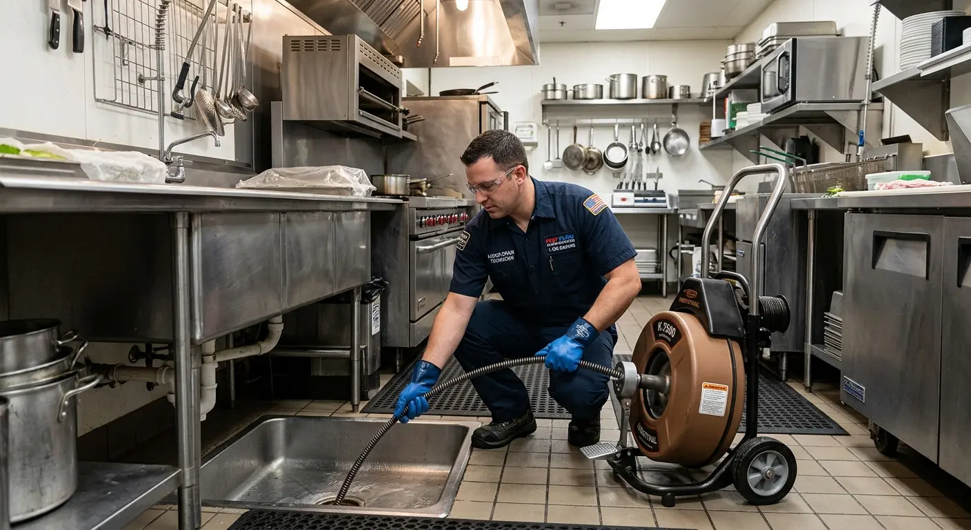 Commercial drain cleaning service in a restaurant kitchen in Egypt Lake-Leto